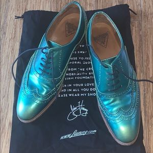 John Fluevog emerald wing tip men’s shoes